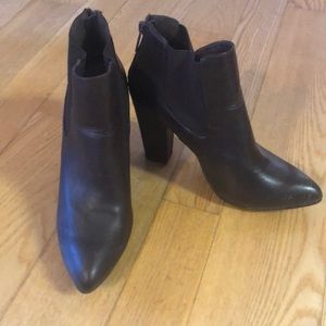 Brown leather booties